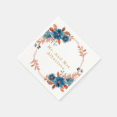 Terracotta en Navy Blue Gold Floral Wedding Servet (Hoek)