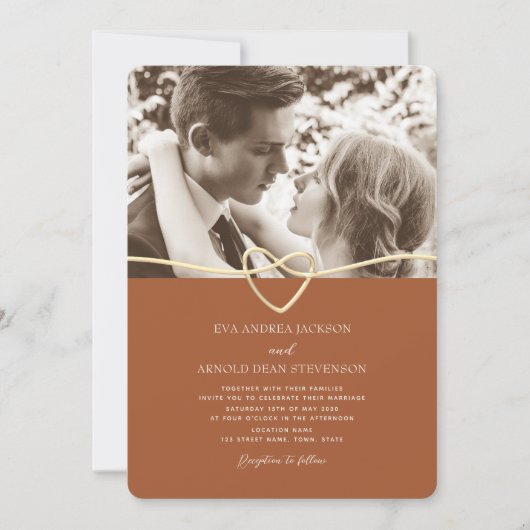 Terracotta en Olive Green bruiloft uitnodiging (Voorkant)