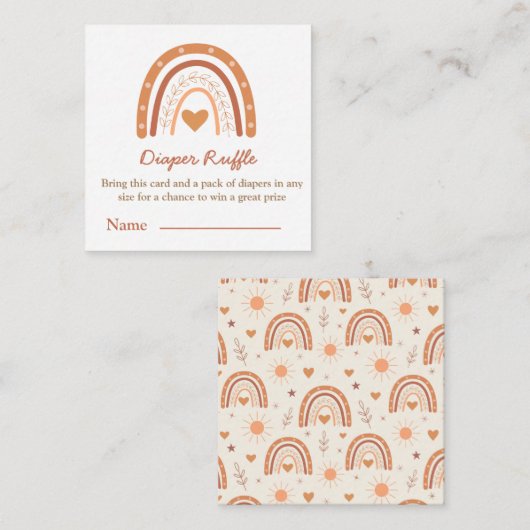 Terracotta en peach boho regenboogstaartschar informatiekaartje (Voorkant / Achterkant)