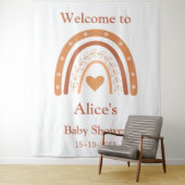 Terracotta en perzik boho regenboog welkom wandkleed (In situ)
