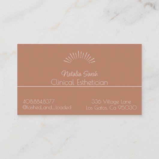 terracotta en roomzonnestralen visitekaartjes (Achterkant)