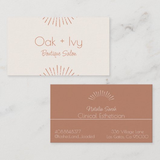 terracotta en roomzonnestralen visitekaartjes (Voorkant / Achterkant)