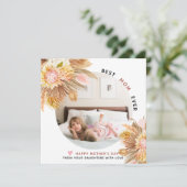 Terracotta en roze bloemen Moederdag foto Feestdagenkaart (Staand voorkant)