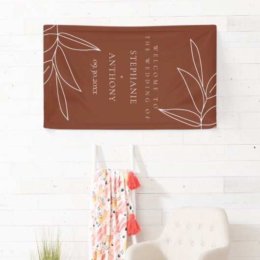 Terracotta en Ruscus Greenery Welcome Wedding Spandoek (Insitu)