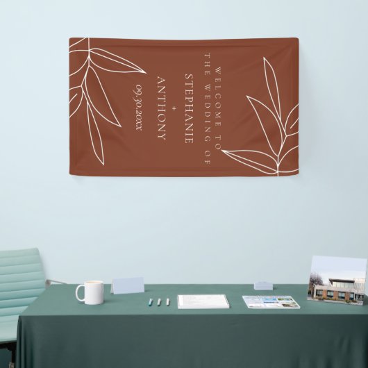Terracotta en Ruscus Greenery Welcome Wedding Spandoek (Beurs)