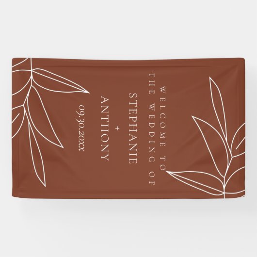 Terracotta en Ruscus Greenery Welcome Wedding Spandoek (Horizontaal)