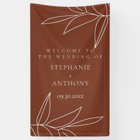 Terracotta en Ruscus Greenery Welcome Wedding Spandoek (Verticaal)