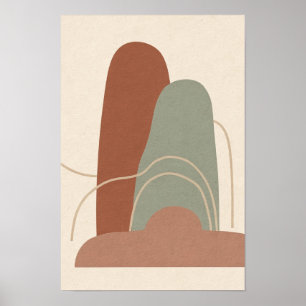 Terracotta en Sage Rijzende Vormen Abstracte Poste Poster