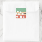 Terracotta en salie groen abstracte retro boho kun vierkante sticker (Tas)