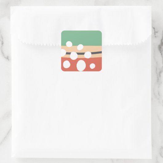 Terracotta en salie groen abstracte retro boho kun vierkante sticker (Tas)