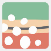 Terracotta en salie groen abstracte retro boho kun vierkante sticker (Voorkant)