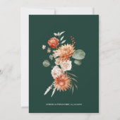 Terracotta en Smaragdgroene rustieke bloemenbruilo Kaart (Achterkant)