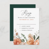 Terracotta en Smaragdgroene rustieke bloemenbruilo RSVP Kaartje (Voorkant / Achterkant)