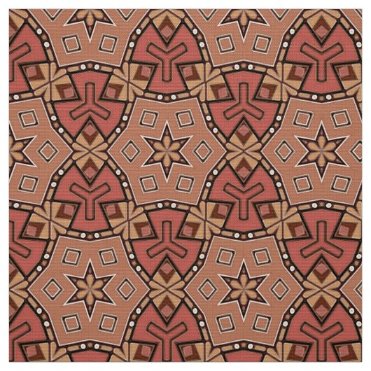 Terracotta en Tan Honeycomb Tile Pattern Stof (Swatch)