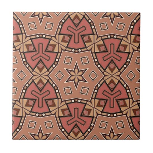 Terracotta en Tan Honeycomb Tile Pattern Tegeltje (Voorkant)