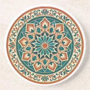 Terracotta en Teal Andalusische Ster Stenen Onderz Zandsteen Onderzetter