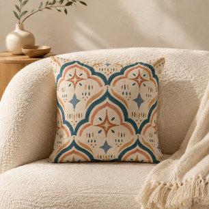 Terracotta en Teal Marokkaanse Boho Worp Kussen