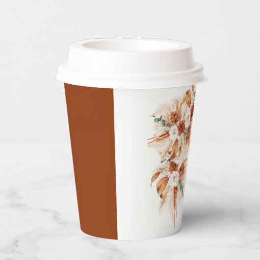Terracotta en tequila bloemenbruiloft papieren bekers (Rechts)