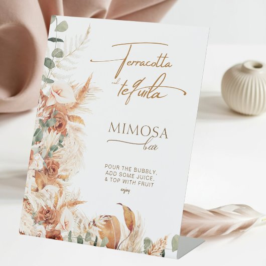 Terracotta en Tequila Mimosa Bar Vrijgezellenfeest Reclamebord Met Voetstuk