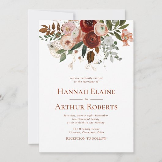 terracotta en uitnodiging voor een griekse bruilof (Voorkant)