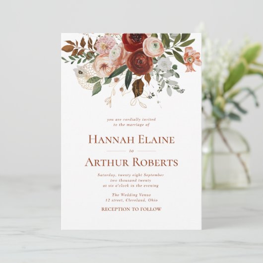 terracotta en uitnodiging voor een griekse bruilof (Staand voorkant)