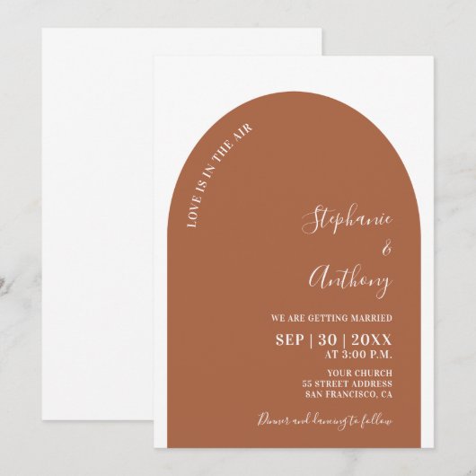 Terracotta en White Arch Wedding Kaart (Voorkant / Achterkant)