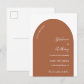 Terracotta en White Arch Wedding Save the Date Aankondigingskaart (Voorkant / Achterkant)