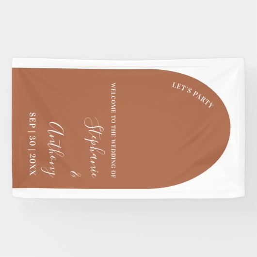 Terracotta en White Arch Wedding Spandoek (Horizontaal)