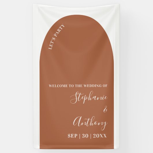 Terracotta en White Arch Wedding Spandoek (Verticaal)