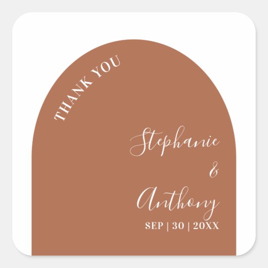 Terracotta en White Arch Wedding Vierkante Sticker (Voorkant)