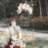 Terracotta en White Boho Bloemen Bruiloft Welkom Acryl Bord