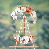 Terracotta en White Boho Bloemen Bruiloft Welkom Acryl Bord (Neutraal)