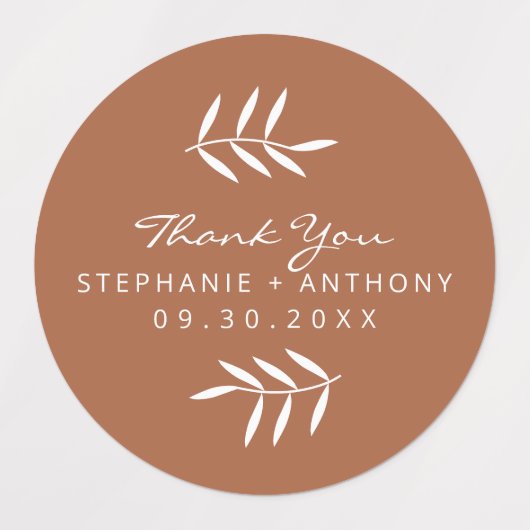 Terracotta en White Branches Wedding Bedankt Labels (Design 1)