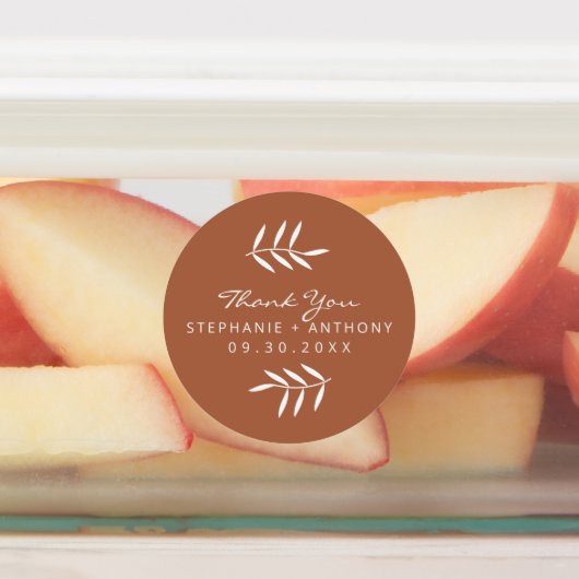Terracotta en White Branches Wedding Bedankt Labels (Aangebracht)