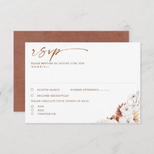 Terracotta en White Floral Boho Wedding RSVP