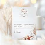 Terracotta en White Floral Boho Wedding RSVP<br><div class="desc">Terracotta en witte bloemen,  antwoordkaarten voor de bruiloft</div>