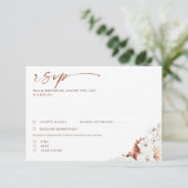 Terracotta en White Floral Boho Wedding RSVP Kaartje (Staand voorkant)