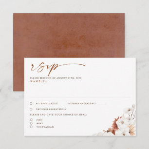 Terracotta en White Floral Boho Wedding RSVP Kaartje