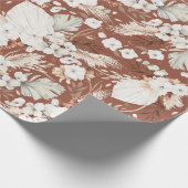 Terracotta en White Flowers Boho Elegant Botanics Cadeaupapier (Hoek)