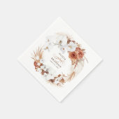 Terracotta en White Flowers Boho Elegant Wedding Servet (Hoek)