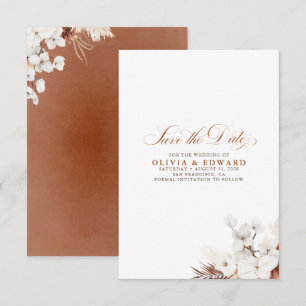 Terracotta en White Flowers Boho Save the Date