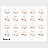 Terracotta en White Flowers Boho Wedding Ronde Sticker (Vel)