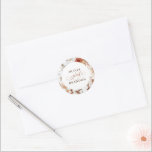 Terracotta en White Flowers Boho Wedding Ronde Sticker<br><div class="desc">Floral boho trouwstickers</div>