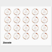 Terracotta en White Flowers Boho Wedding Ronde Sticker (Vel)