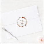 Terracotta en White Flowers Boho Wedding Ronde Sticker<br><div class="desc">Floral boho trouwstickers</div>