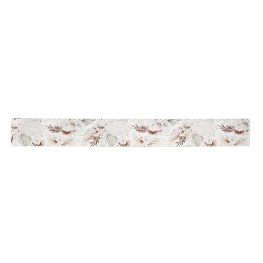 Terracotta en White Flowers Botanical Boho Chic Satijnen Lint (Voorkant)