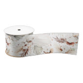Terracotta en White Flowers Botanical Boho Chic Satijnen Lint (Spoel)
