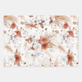 Terracotta en White Flowers Botanische Boho Exotic Inpakpapier Vel (Voorkant)