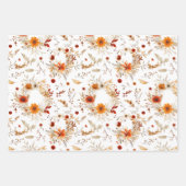 Terracotta en White Flowers Botanische Boho Exotic Inpakpapier Vel (Voorkant 3)