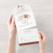 Terracotta en White Flowers Exotic Boho Wedding All In One Uitnodiging (Afscheurbaar)